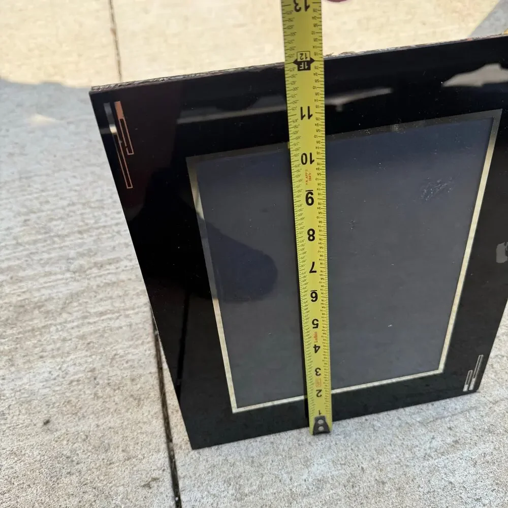 Vintage Art Deco Reverse Painted Black / Silver Glass ~ 7x9 Photo Picture Frame